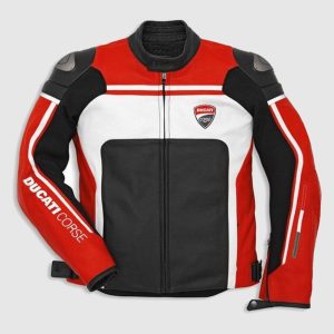 Ducati Corse Mens Style Leather Motorcycle Jacket
