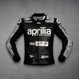 Aleix Espargaro Black And White Motorcycle Jacket Aprilia WT 2022